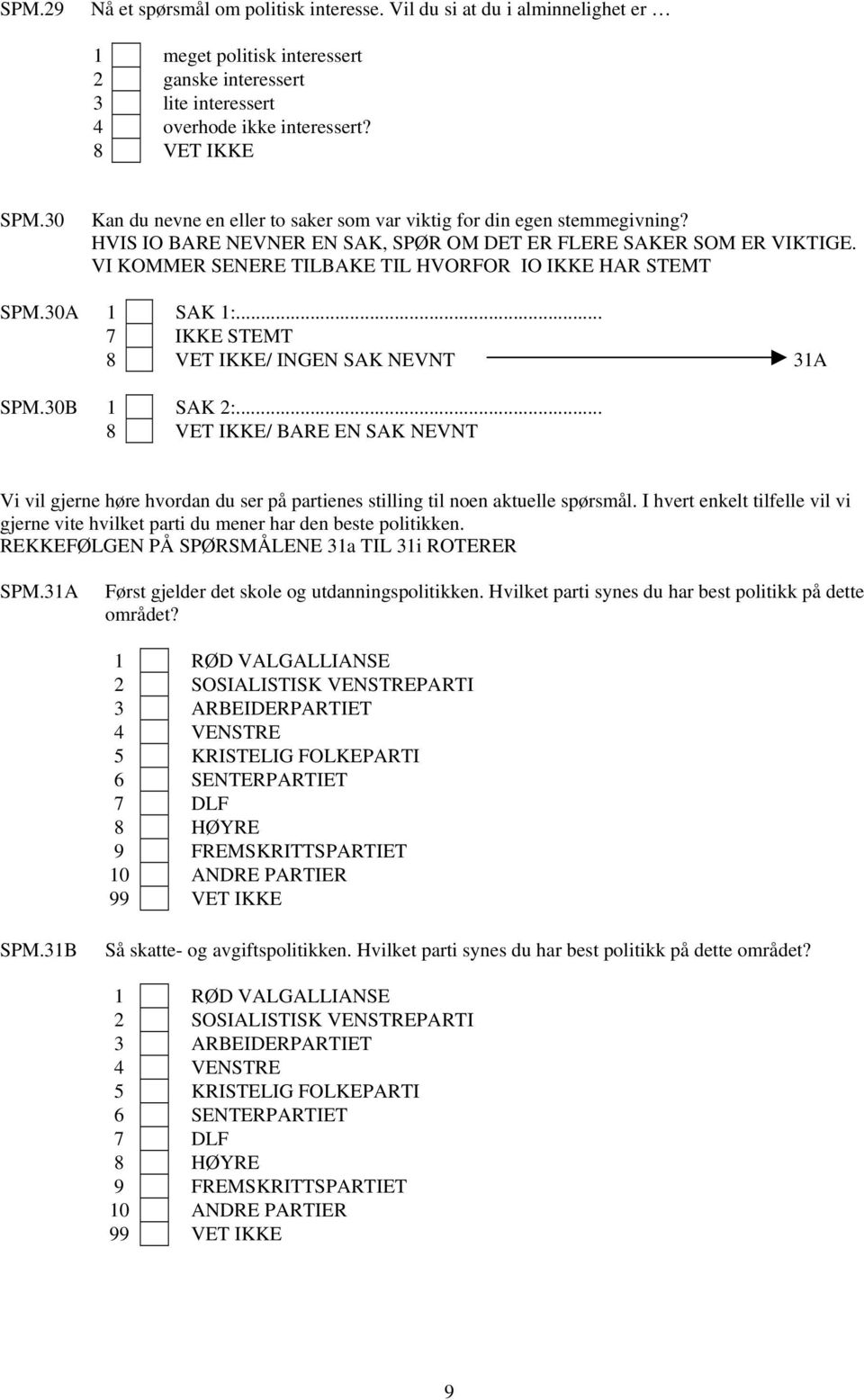 VI KOMMER SENERE TILBAKE TIL HVORFOR IO IKKE HAR STEMT SPM.30A 1 SAK 1:... 7 IKKE STEMT / INGEN SAK NEVNT 31A SPM.30B 1 SAK 2:.