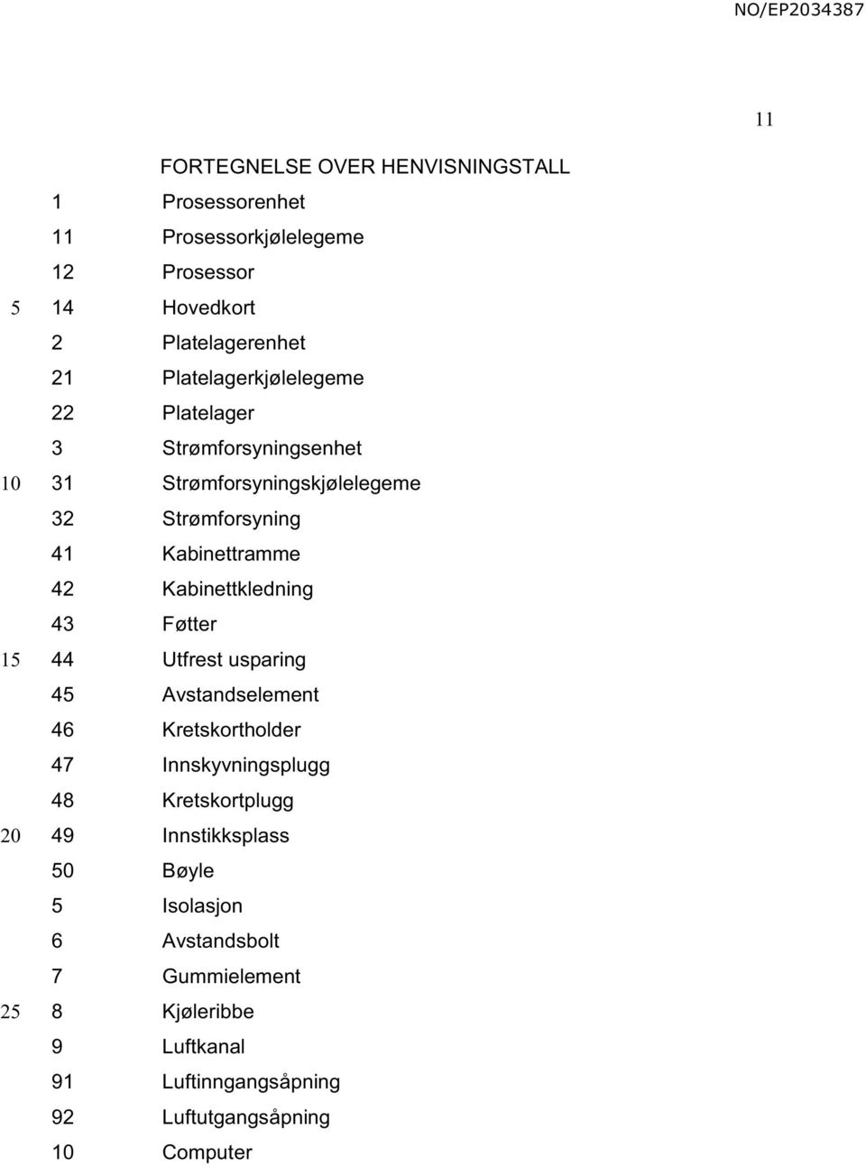 Kabinettkledning 43 Føtter 44 Utfrest usparing 4 Avstandselement 46 Kretskortholder 47 Innskyvningsplugg 48 Kretskortplugg 49