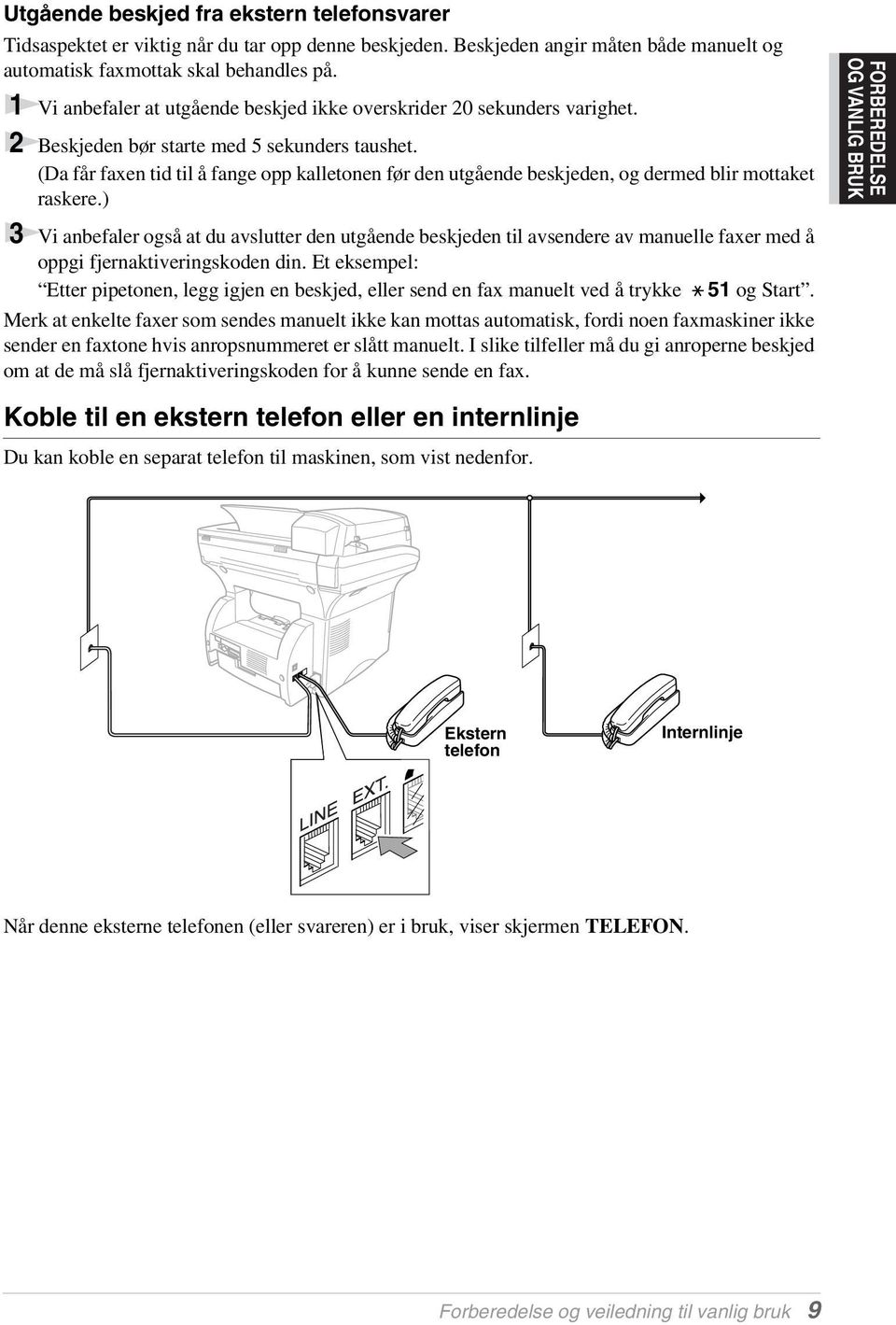 (Da får faxen tid til å fange opp kalletonen før den utgående beskjeden, og dermed blir mottaket raskere.