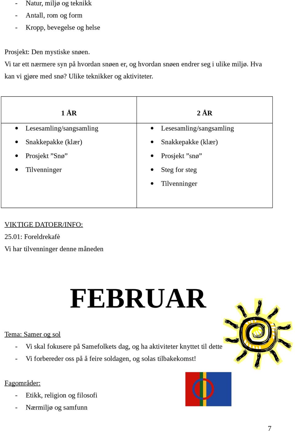 Lesesamling/sangsamling Lesesamling/sangsamling (klær) (klær) Prosjekt Snø Prosjekt snø Tilvenninger Steg for steg Tilvenninger VIKTIGE DATOER/INFO: 25.