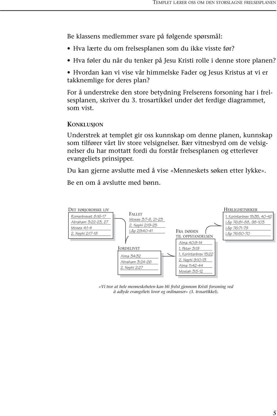 For å understreke den store betydning Frelserens forsoning har i frelsesplanen, skriver du 3. trosartikkel under det ferdige diagrammet, som vist.