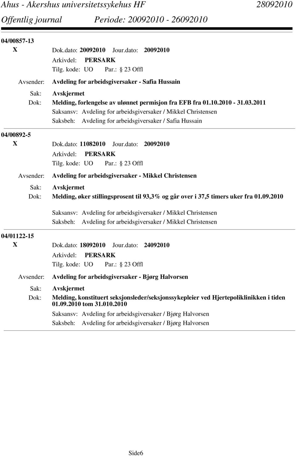 dato: 20092010 Avdeling for arbeidsgiversaker - Mikkel Christensen Melding, øker stillingsprosent til 93,3% og går over i 37,5 timers uker fra 01.09.2010 Saksansv: Avdeling for arbeidsgiversaker / Mikkel Christensen Saksbeh: Avdeling for arbeidsgiversaker / Mikkel Christensen 04/01122-15 X Dok.