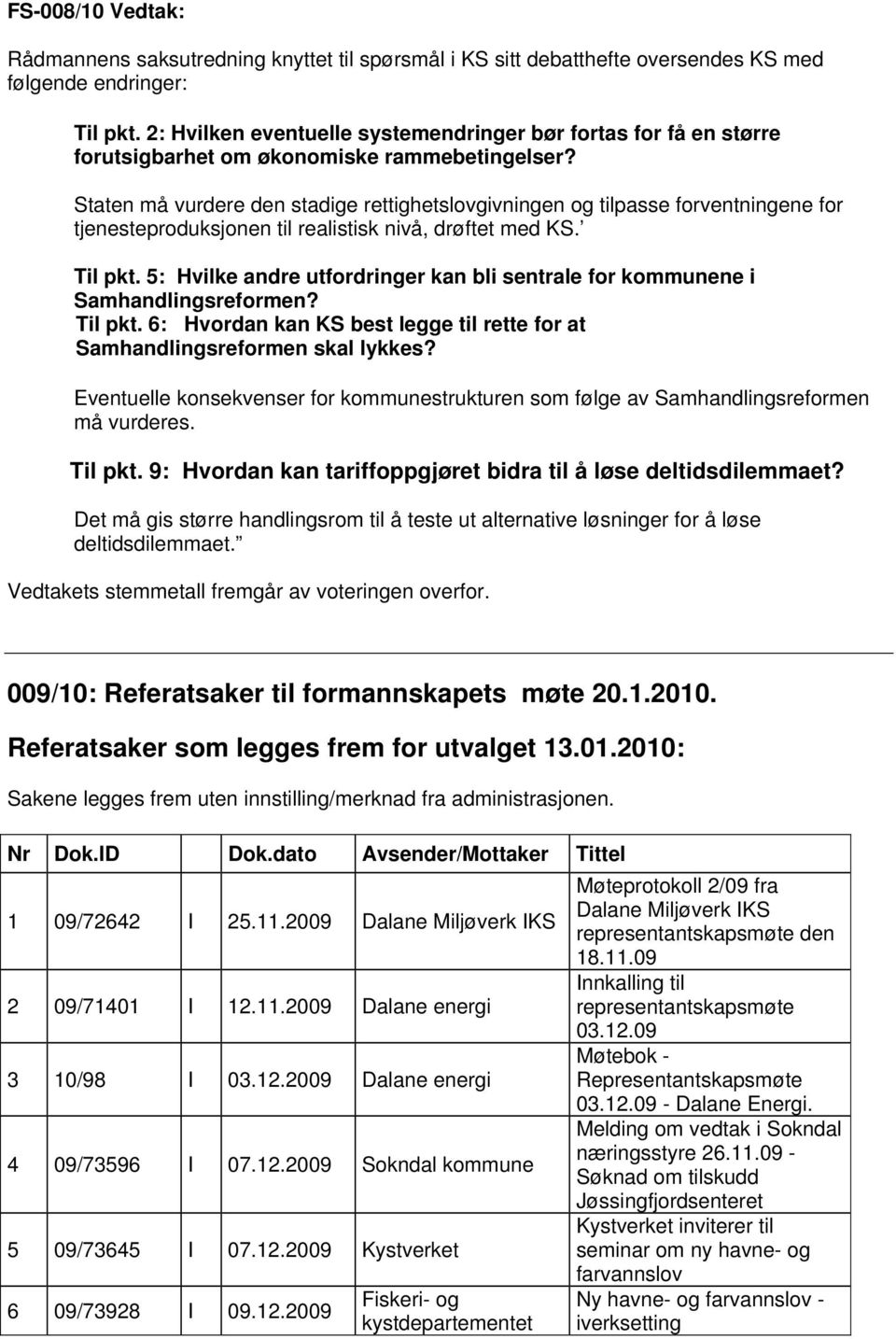 Staten må vurdere den stadige rettighetslovgivningen og tilpasse forventningene for tjenesteproduksjonen til realistisk nivå, drøftet med KS. Til pkt.