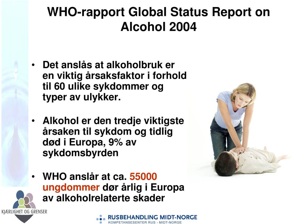 Alkohol er den tredje viktigste årsaken til sykdom og tidlig død i Europa, 9% av