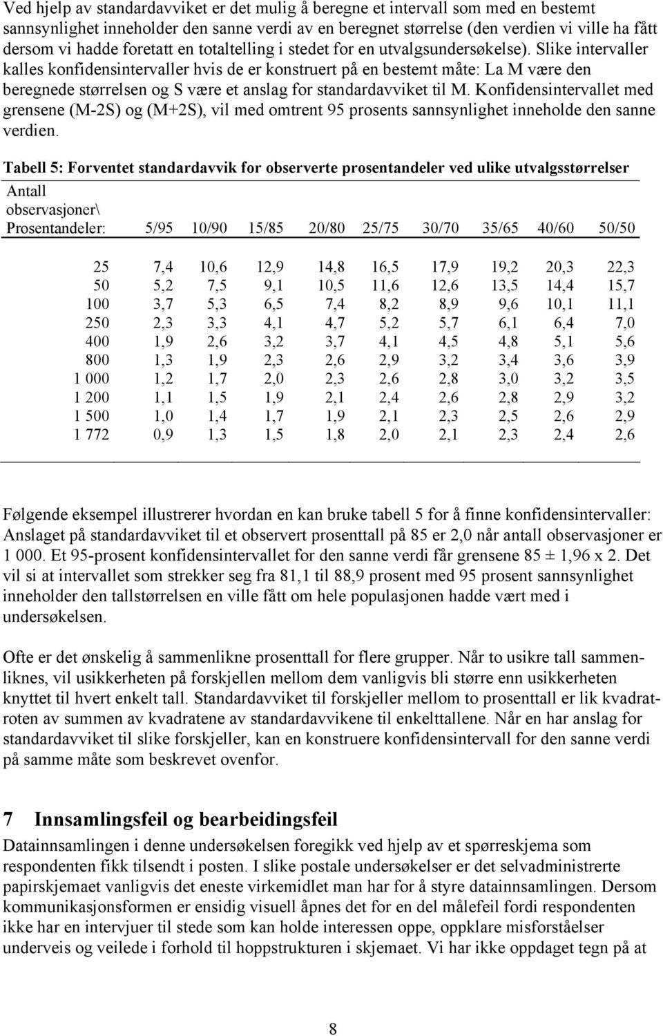 Slike intervaller kalles konfidensintervaller hvis de er konstruert på en bestemt måte: La M være den beregnede størrelsen og S være et anslag for standardavviket til M.