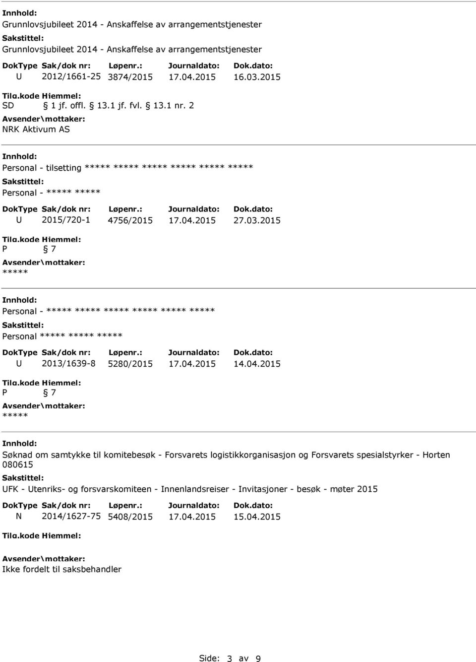 04.2015 Søknad om samtykke til komitebesøk - Forsvarets logistikkorganisasjon og Forsvarets spesialstyrker - Horten 080615 FK - tenriks- og