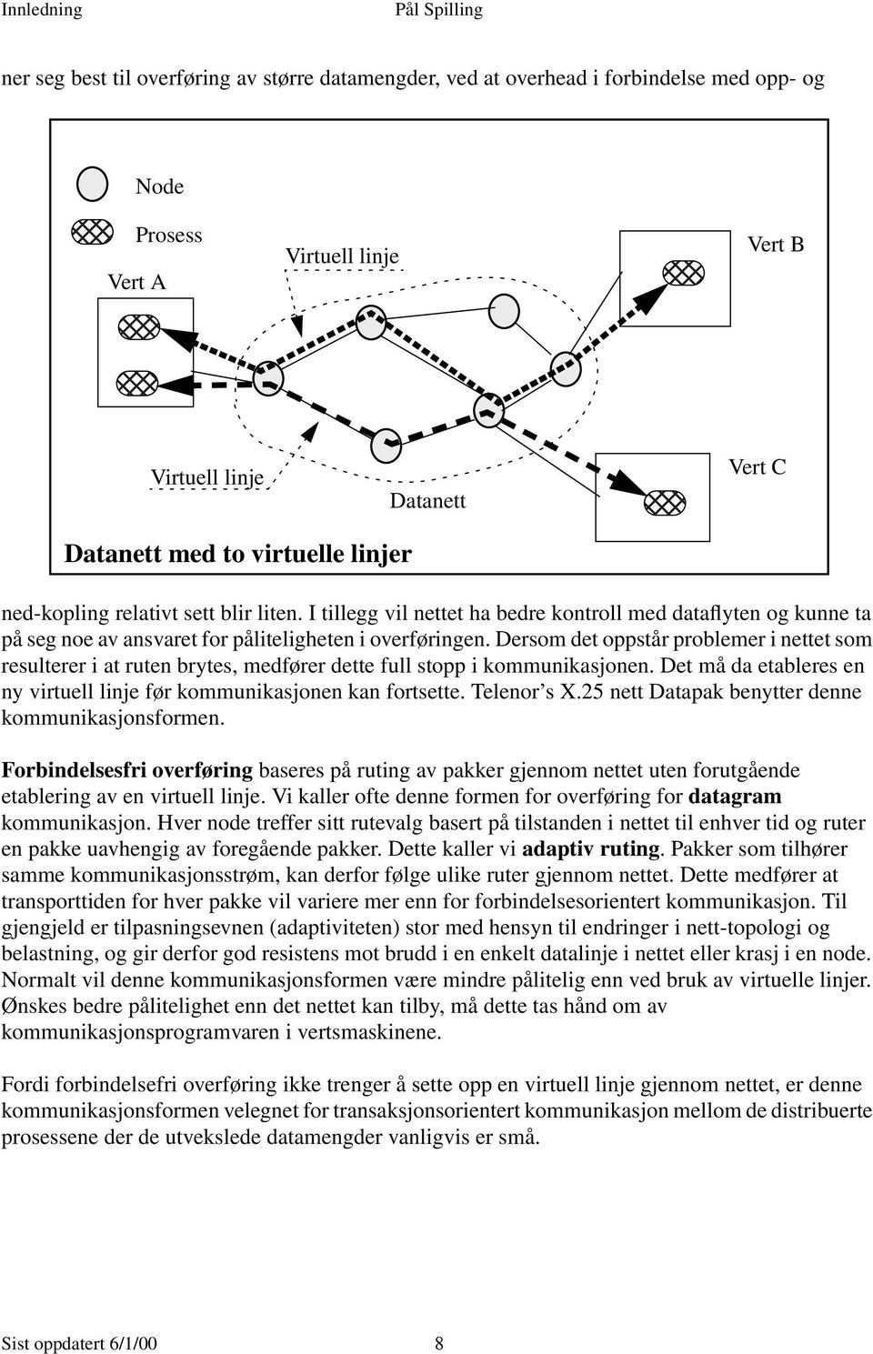 Dersom det oppstår problemer i nettet som resulterer i at ruten brytes, medfører dette full stopp i kommunikasjonen. Det må da etableres en ny virtuell linje før kommunikasjonen kan fortsette.