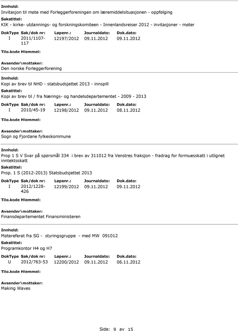 handelsdepartementet - 2009-2013 2010/45-19 12198/2012 Sogn og Fjordane fylkeskommune nnhold: Prop 1 S V Svar på spørsmål 334 i brev av 311012 fra Venstres fraksjon - fradrag