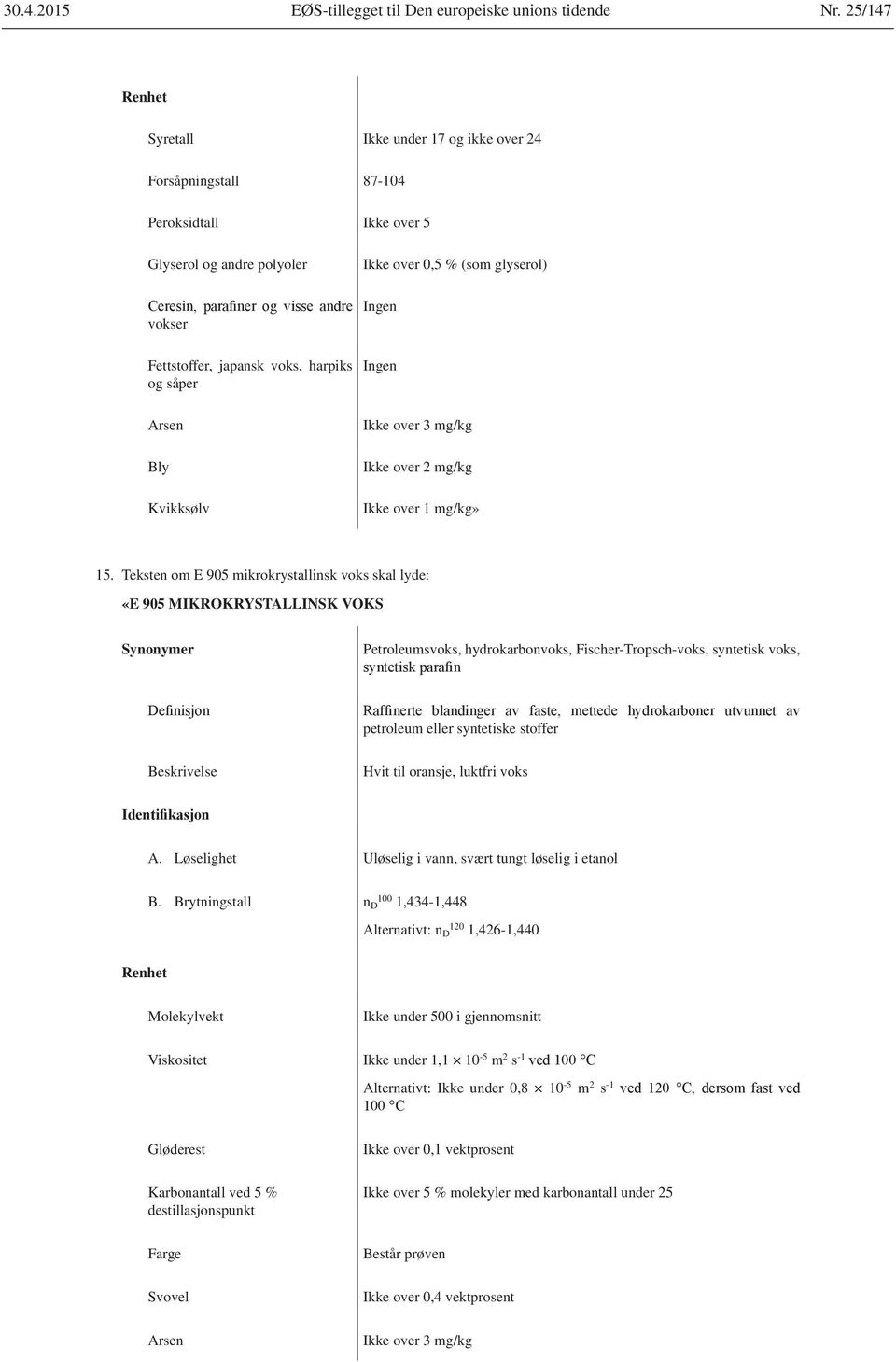 og såper Ingen Ikke over 2 mg/kg» 15.