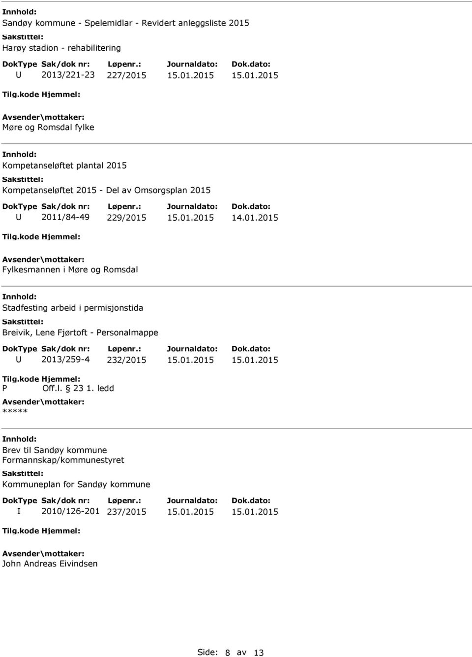 Romsdal Stadfesting arbeid i permisjonstida Breivik, Lene Fjørtoft - Personalmappe P 2013/259-4 232/2015 Off.l. 23 1.