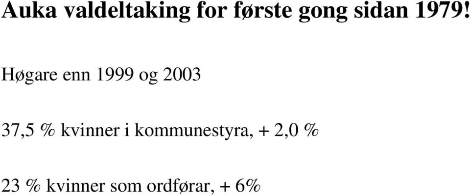 Høgare enn 1999 og 2003 37,5 %