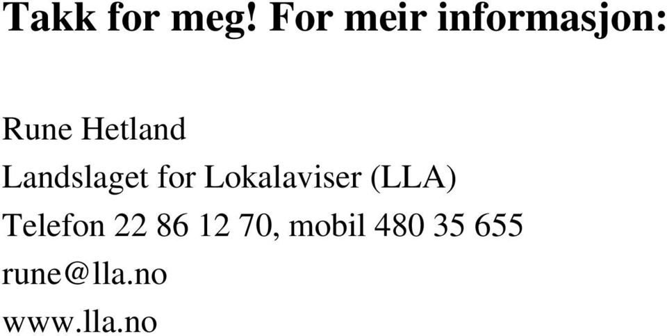 Landslaget for Lokalaviser (LLA)