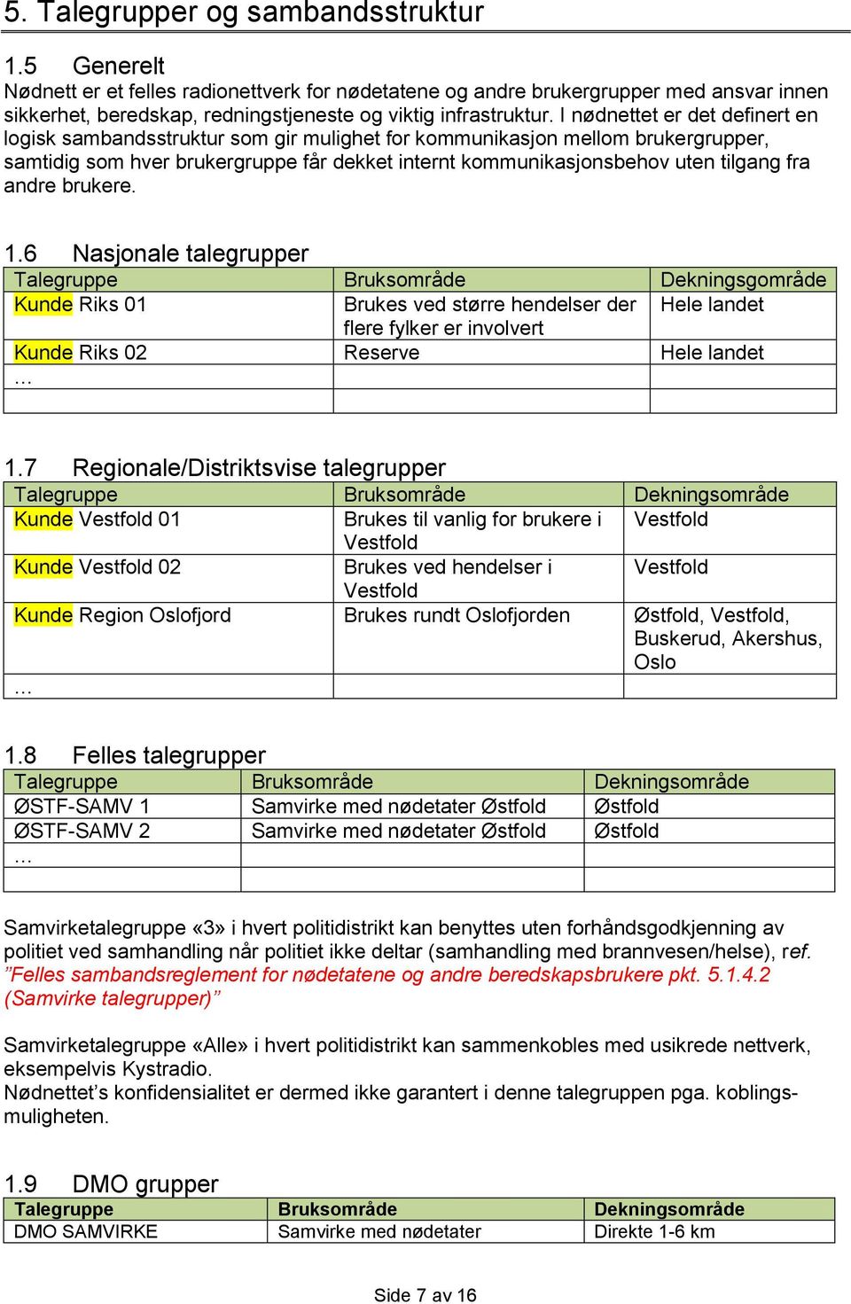 I nødnettet er det definert en logisk sambandsstruktur som gir mulighet for kommunikasjon mellom brukergrupper, samtidig som hver brukergruppe får dekket internt kommunikasjonsbehov uten tilgang fra