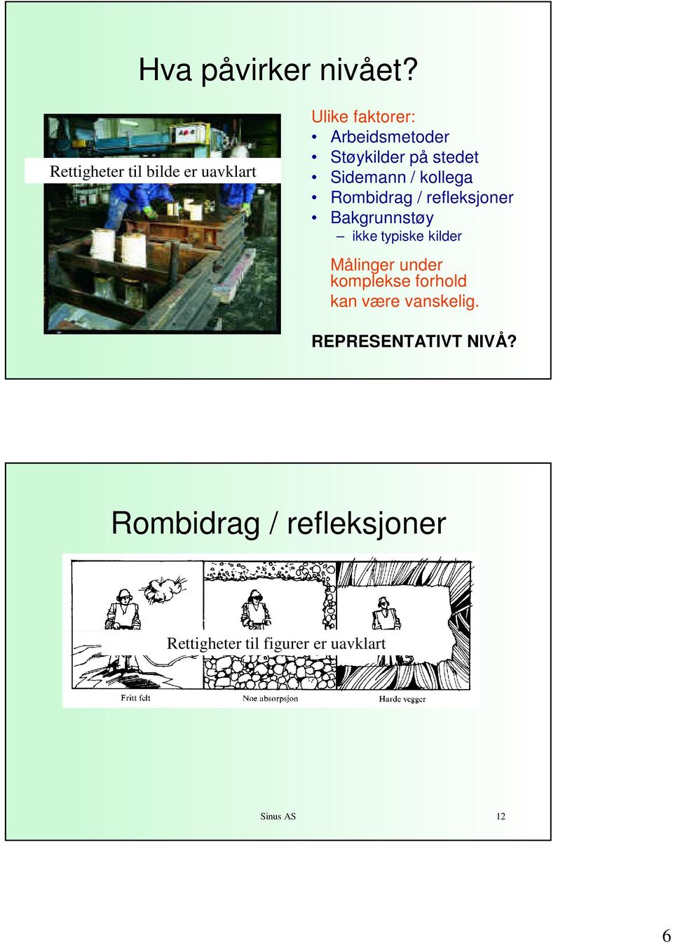 stedet Sidemann / kollega Rombidrag / refleksjoner Bakgrunnstøy ikke typiske