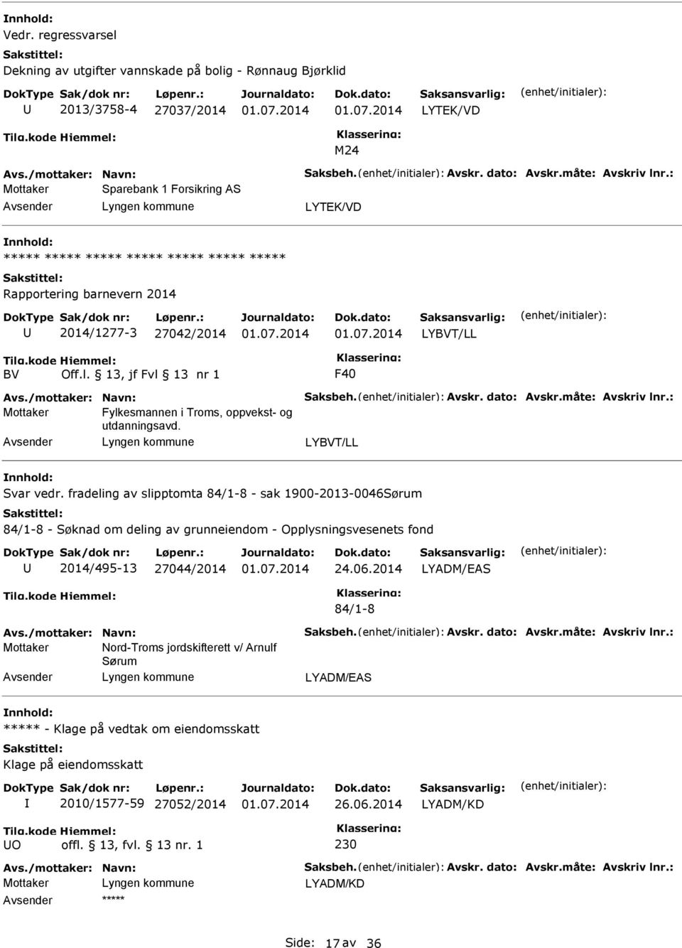 fradeling av slipptomta 84/1-8 - sak 1900-2013-0046Sørum 84/1-8 - Søknad om deling av grunneiendom - Opplysningsvesenets fond 2014/495-13 27044/2014 24.06.