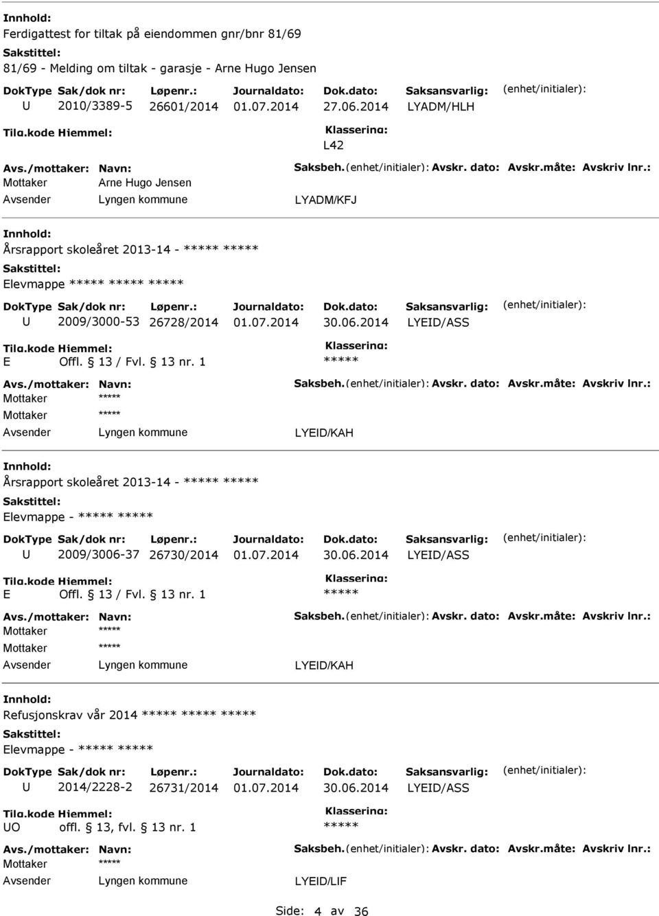 2014 LYADM/HLH L42 Arne Hugo Jensen Årsrapport skoleåret 2013-14 - levmappe 2009/3000-53 26728/2014 LYD/ASS