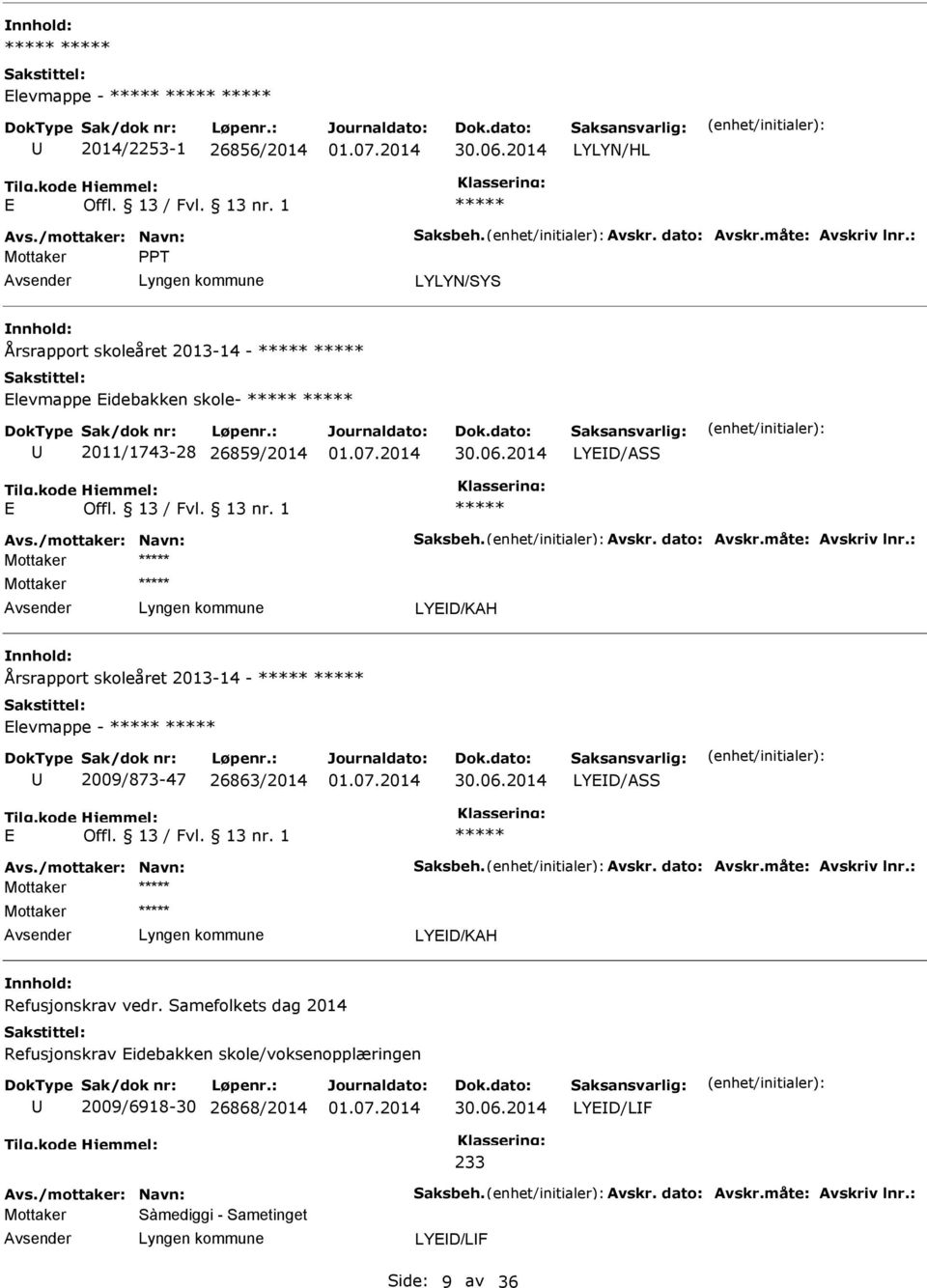 2009/873-47 26863/2014 LYD/ASS LYD/KAH Refusjonskrav vedr.