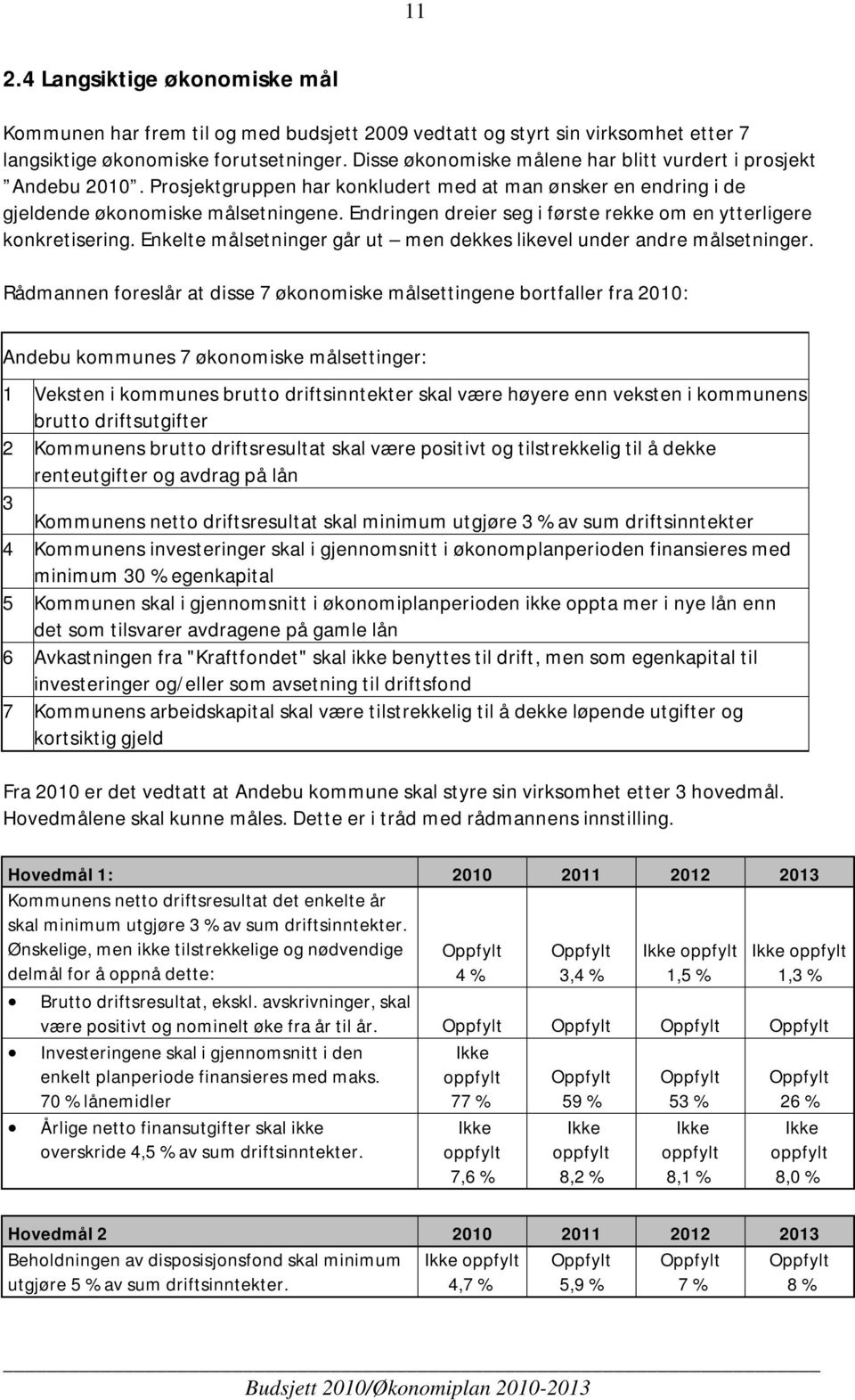 Endringen dreier seg i første rekke om en ytterligere konkretisering. Enkelte målsetninger går ut men dekkes likevel under andre målsetninger.