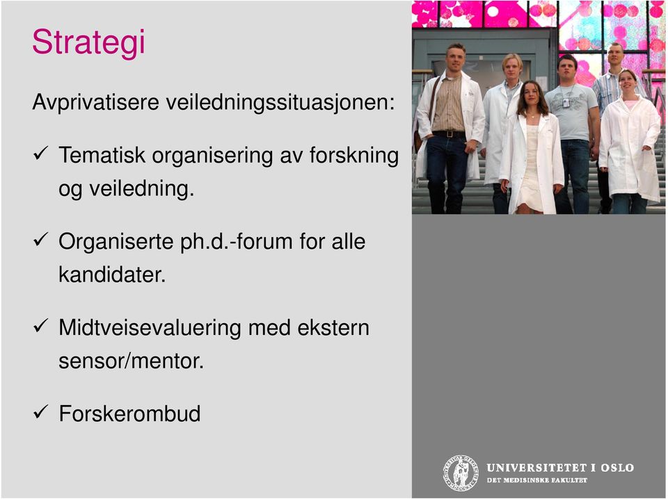 Organiserte ph.d.-forum for alle kandidater.