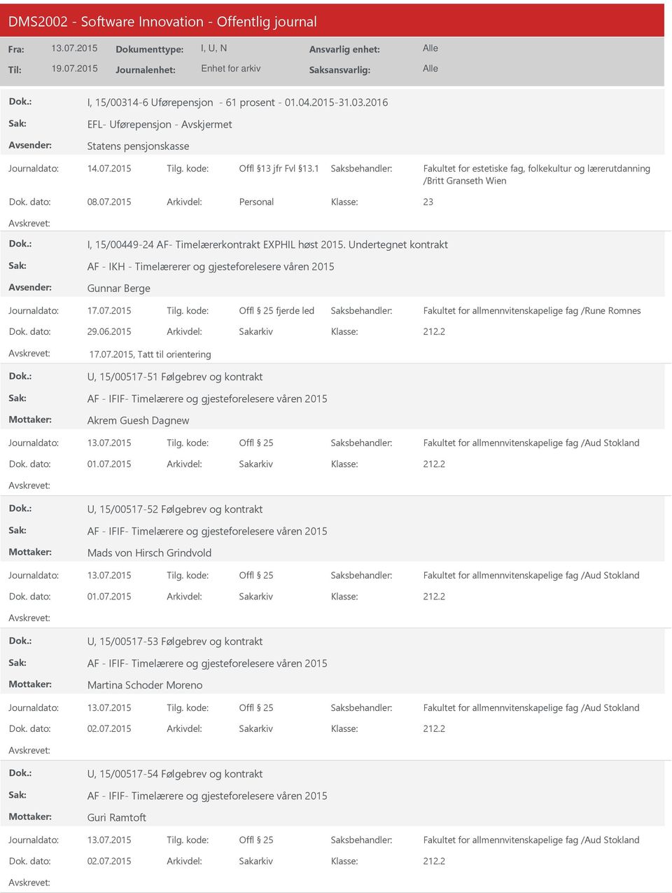 kode: fjerde led Fakultet for allmennvitenskapelige fag /Rune Romnes Dok. dato: 29.06.2015 Arkivdel: Sakarkiv 17.07.