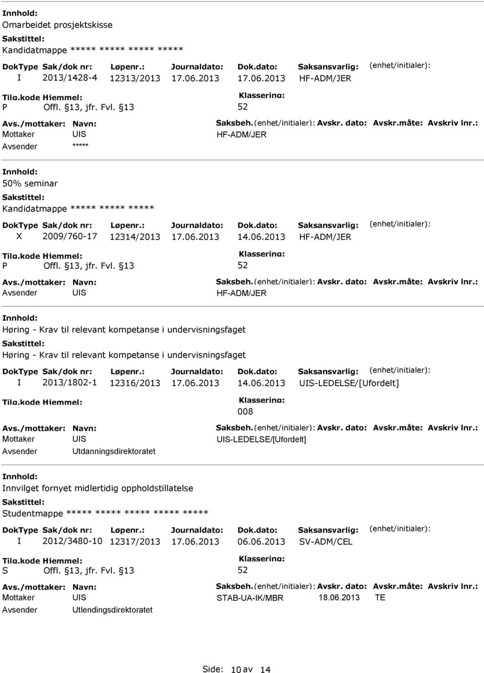 2013 HF-ADM/JER U HF-ADM/JER nnhold: Høring - Krav til relevant kompetanse i undervisningsfaget Høring - Krav til relevant kompetanse i undervisningsfaget