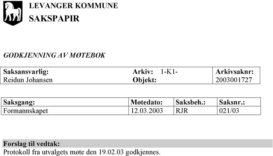 Formannskapet 12.03.