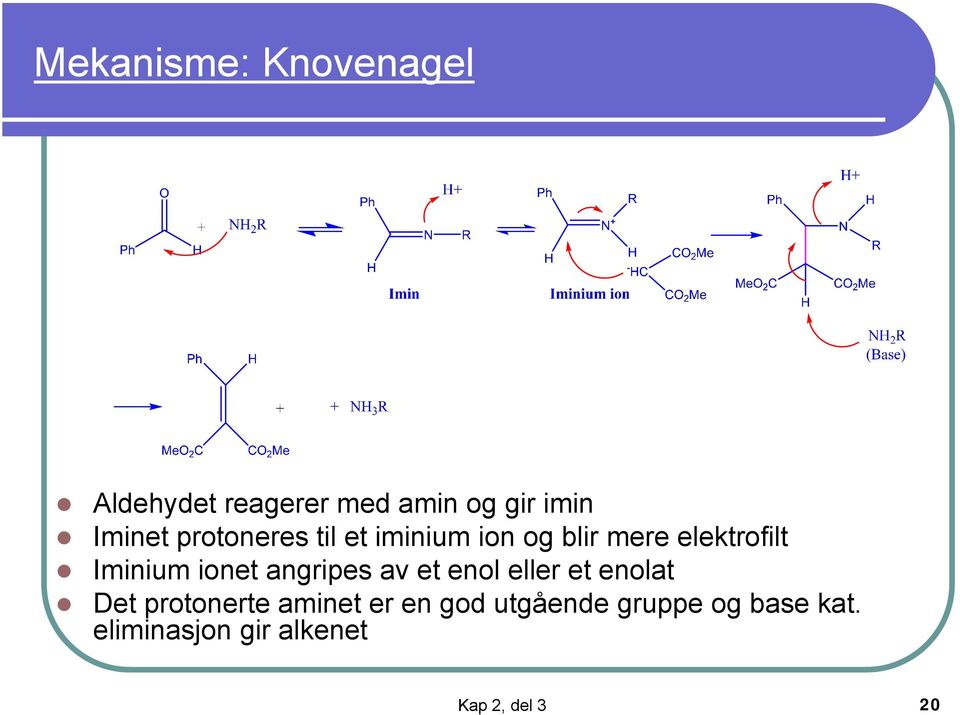 angripes av et enol eller et enolat Det protonerte aminet er en god