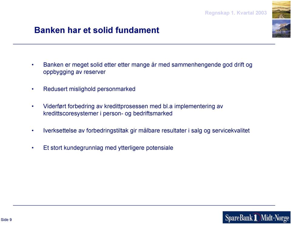 a implementering av kredittscoresystemer i person- og bedriftsmarked Iverksettelse av forbedringstiltak