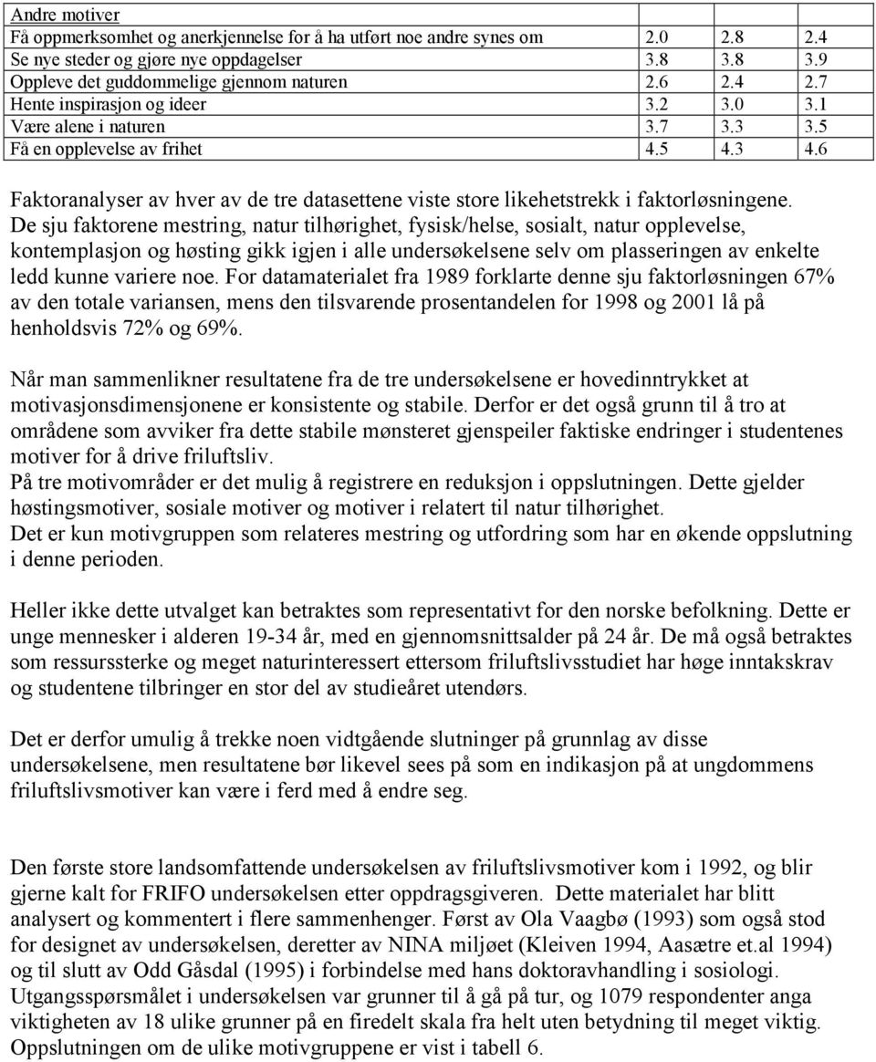 6 Faktoranalyser av hver av de tre datasettene viste store likehetstrekk i faktorløsningene.