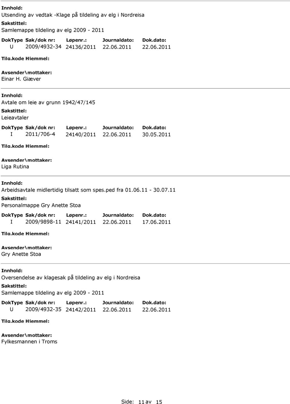 2011 Liga Rutina Arbeidsavtale midlertidig tilsatt som spes.ped fra 01.06.11-30.07.