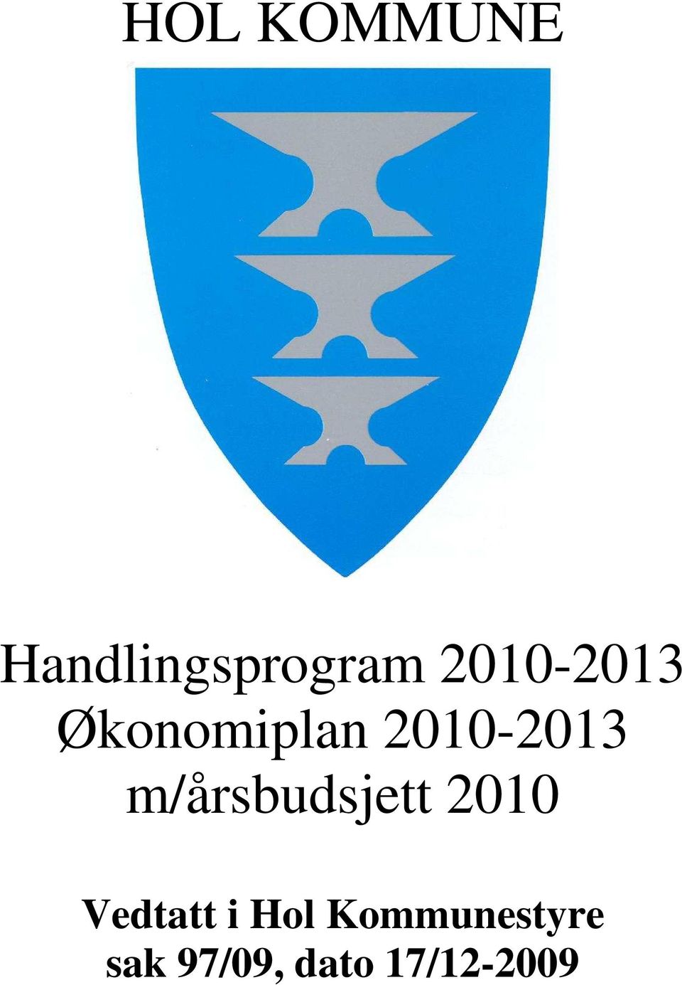 m/årsbudsjett 2010 Vedtatt i Hol