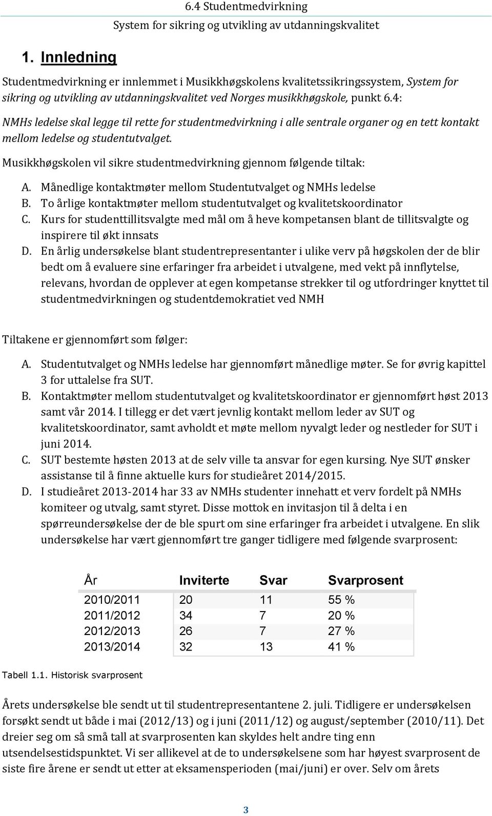 4: NMHs ledelse skal legge til rette for studentmedvirkning i alle sentrale organer og en tett kontakt mellom ledelse og studentutvalget.