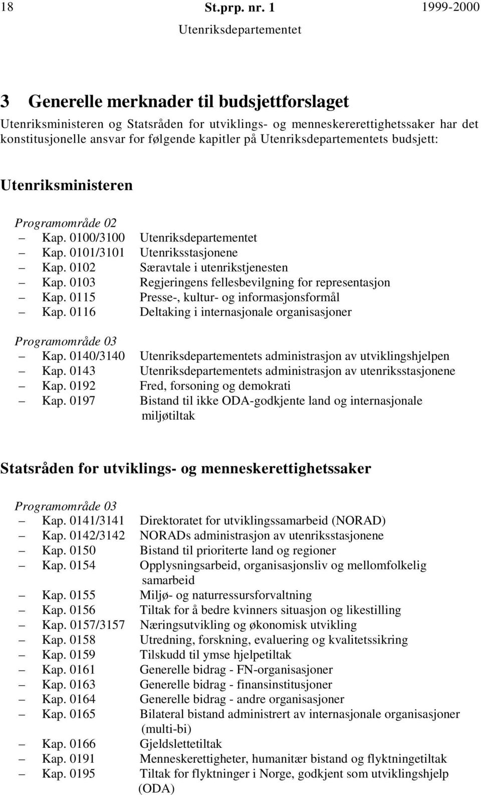 budsjett: Utenriksministeren Programområde 02 Kap. 0100/3100 Kap. 0101/3101 Utenriksstasjonene Kap. 0102 Særavtale i utenrikstjenesten Kap. 0103 Regjeringens fellesbevilgning for representasjon Kap.