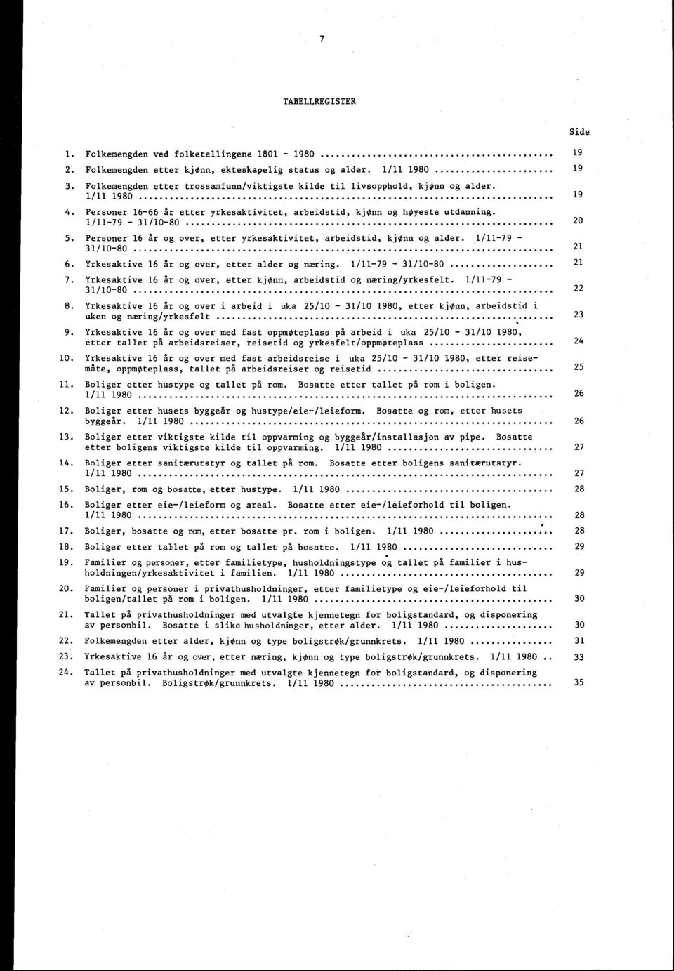 Personer 6 år og over, etter yrkesaktivitet, arbeidstid, kjonn og alder. /-79-3/0-80 6. Yrkesaktive 6 år og over, etter alder og næring. /-79-3/0-80 7.