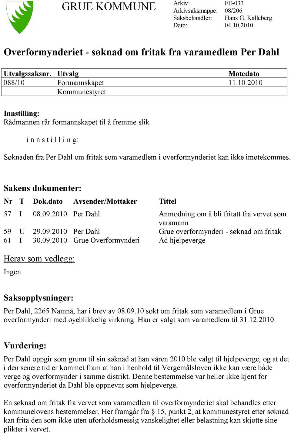 Formannskapet 11.10.