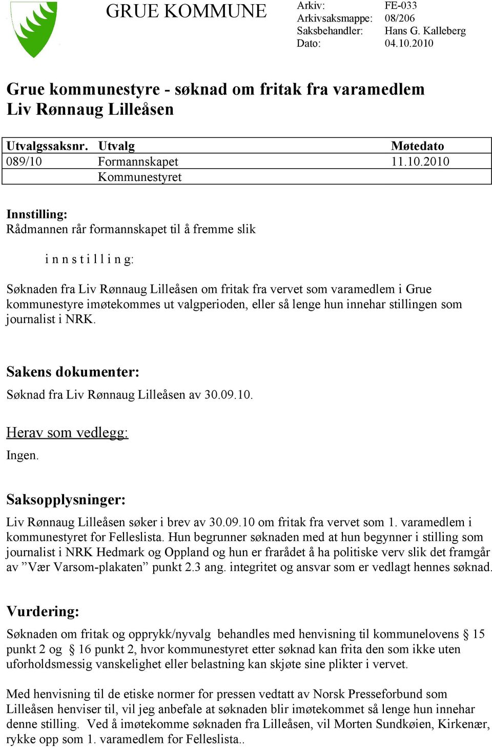 Formannskapet 11.10.