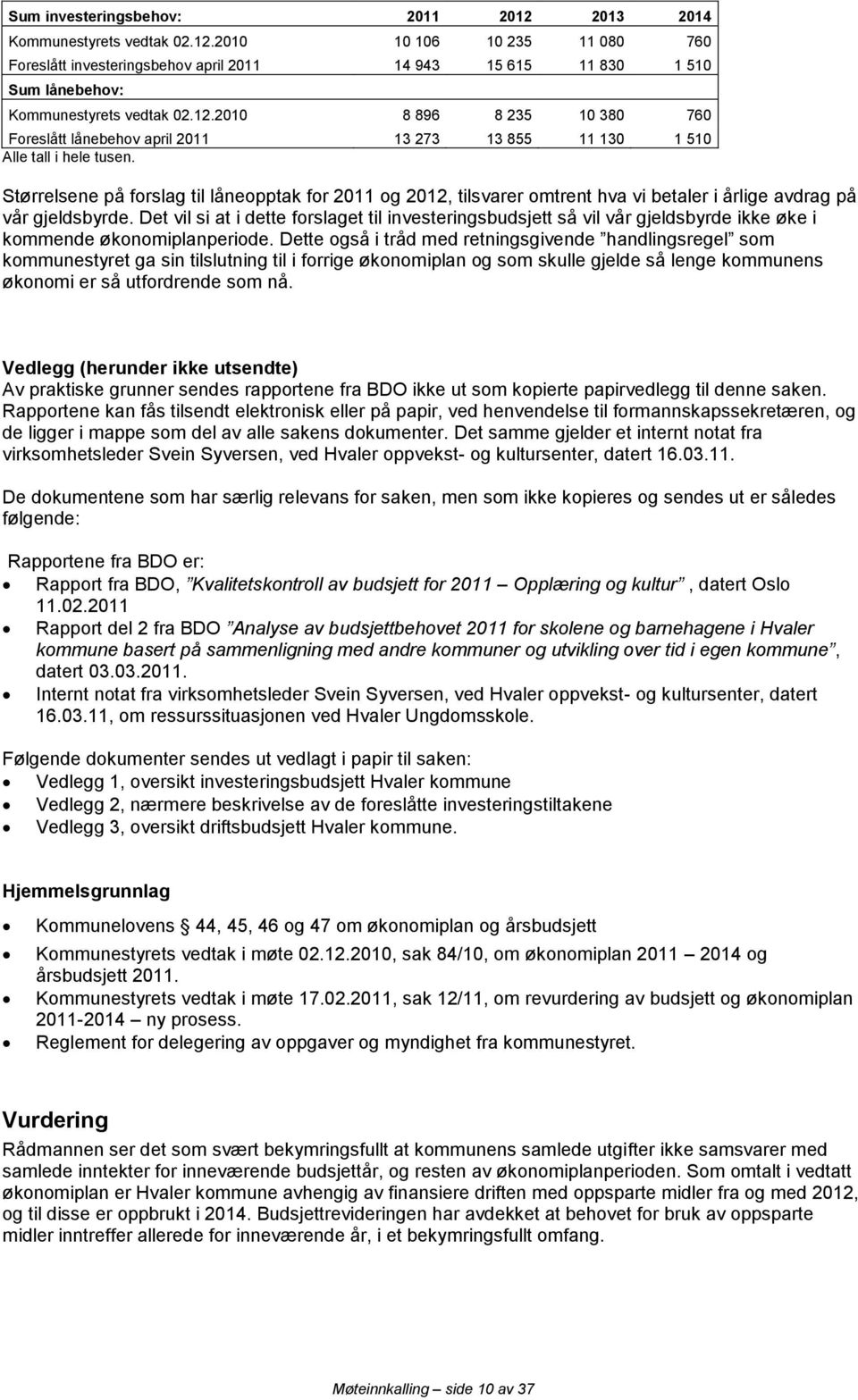 Størrelsene på forslag til låneopptak for 2011 og 2012, tilsvarer omtrent hva vi betaler i årlige avdrag på vår gjeldsbyrde.