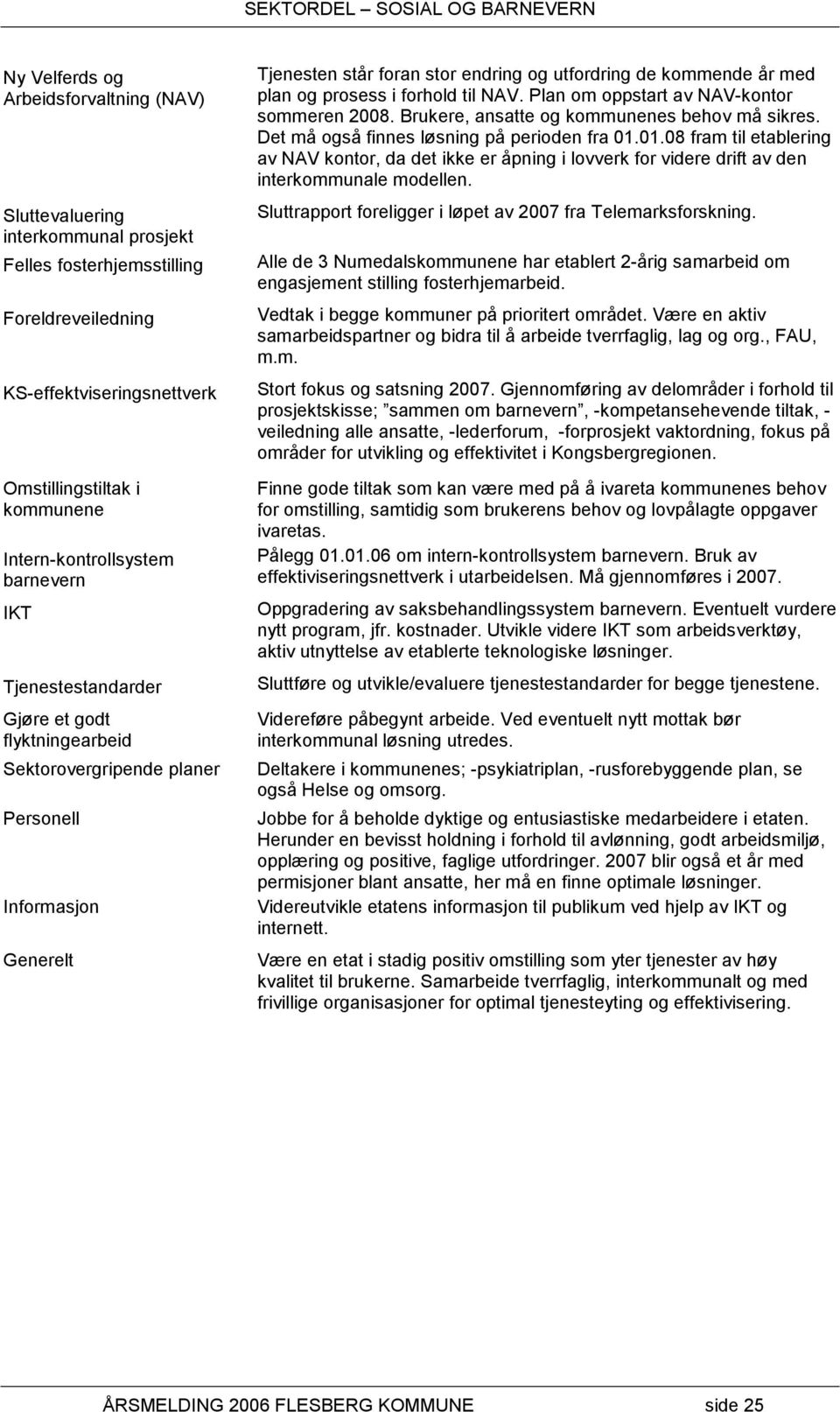 kommende år med plan og prosess i forhold til NAV. Plan om oppstart av NAV-kontor sommeren 2008. Brukere, ansatte og kommunenes behov må sikres. Det må også finnes løsning på perioden fra 01.