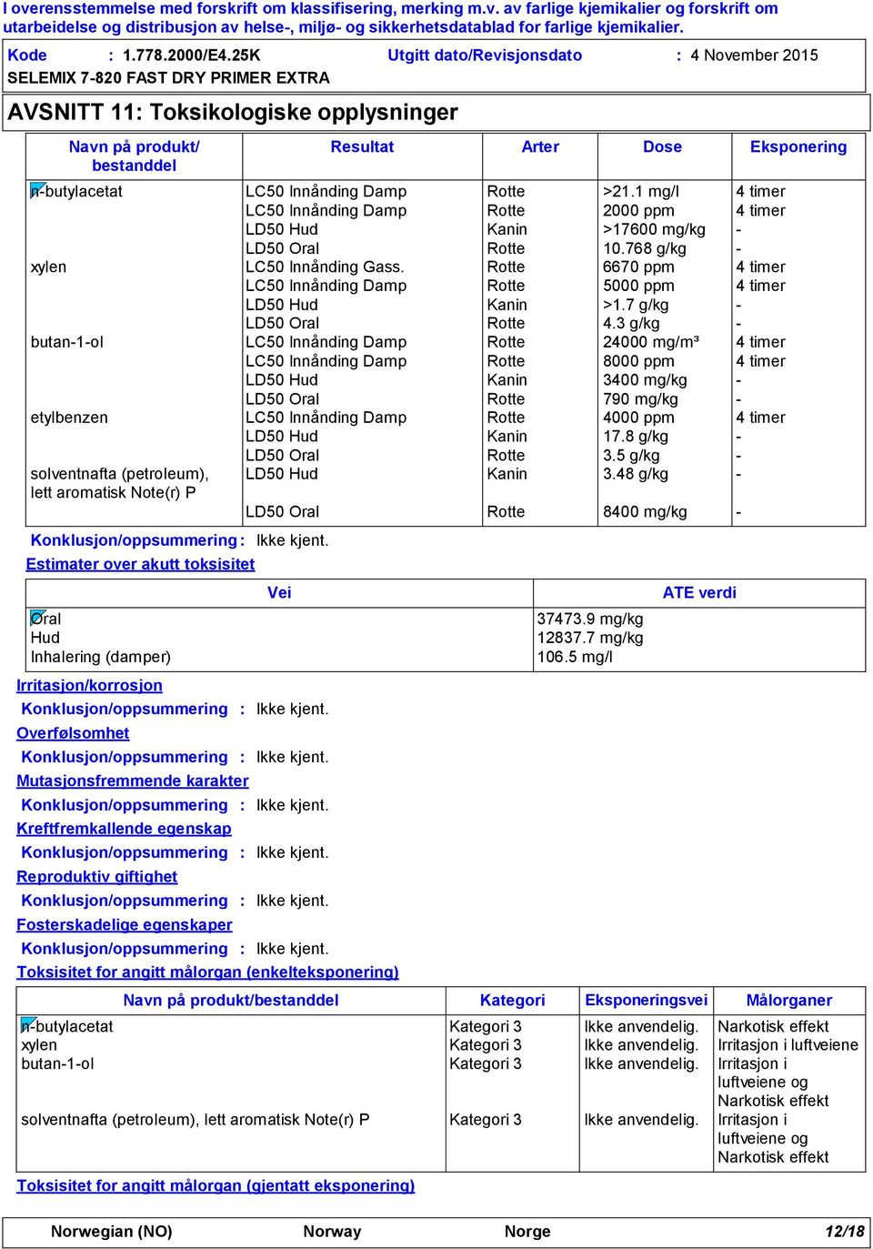 7 g/kg - LD50 Oral Rotte 4.