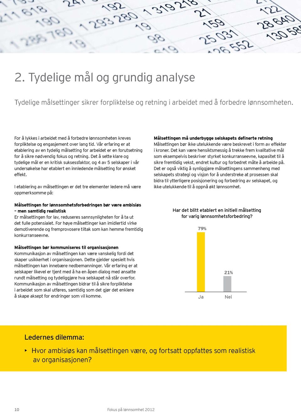 Vår erfaring er at etablering av en tydelig målsetting for arbeidet er en forutsetning for å sikre nødvendig fokus og retning.