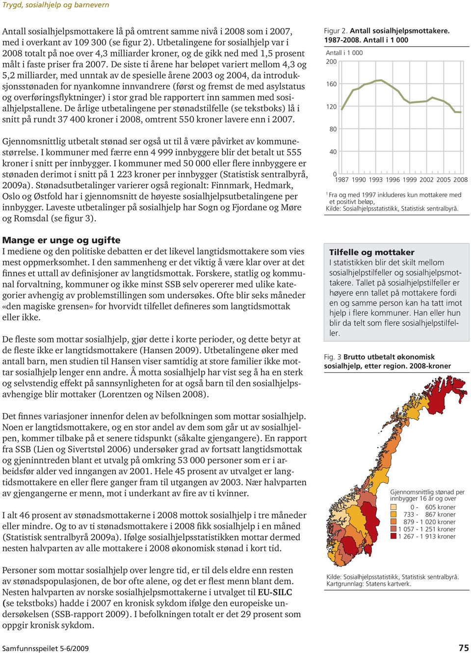 De siste ti årene har beløpet variert mellom 4,3 og 5,2 milliarder, med unntak av de spesielle årene 2003 og 2004, da introduksjonsstønaden for nyankomne innvandrere (først og fremst de med