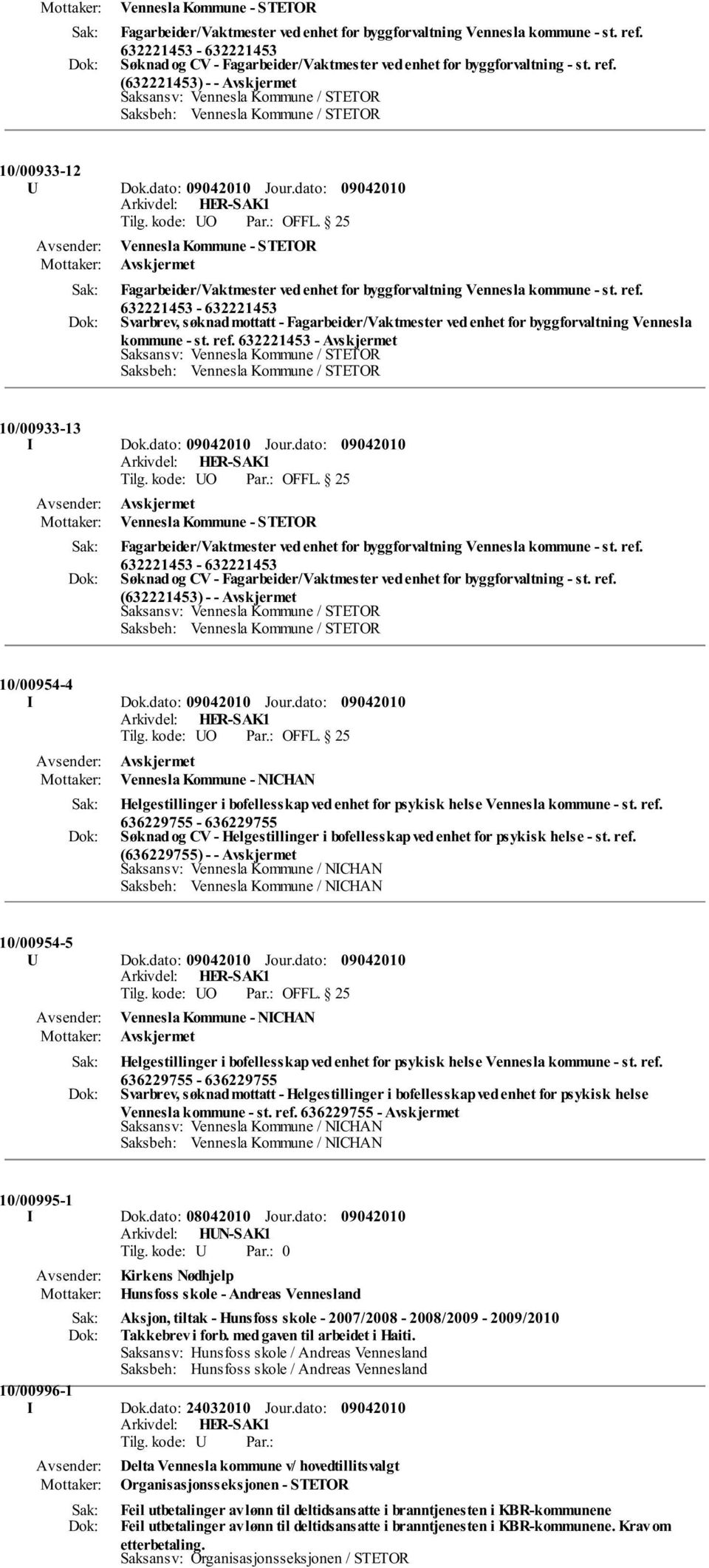 dato: Vennesla Kommune - STETOR Fagarbeider/Vaktmester ved enhet for byggforvaltning Vennesla kommune - st. ref.