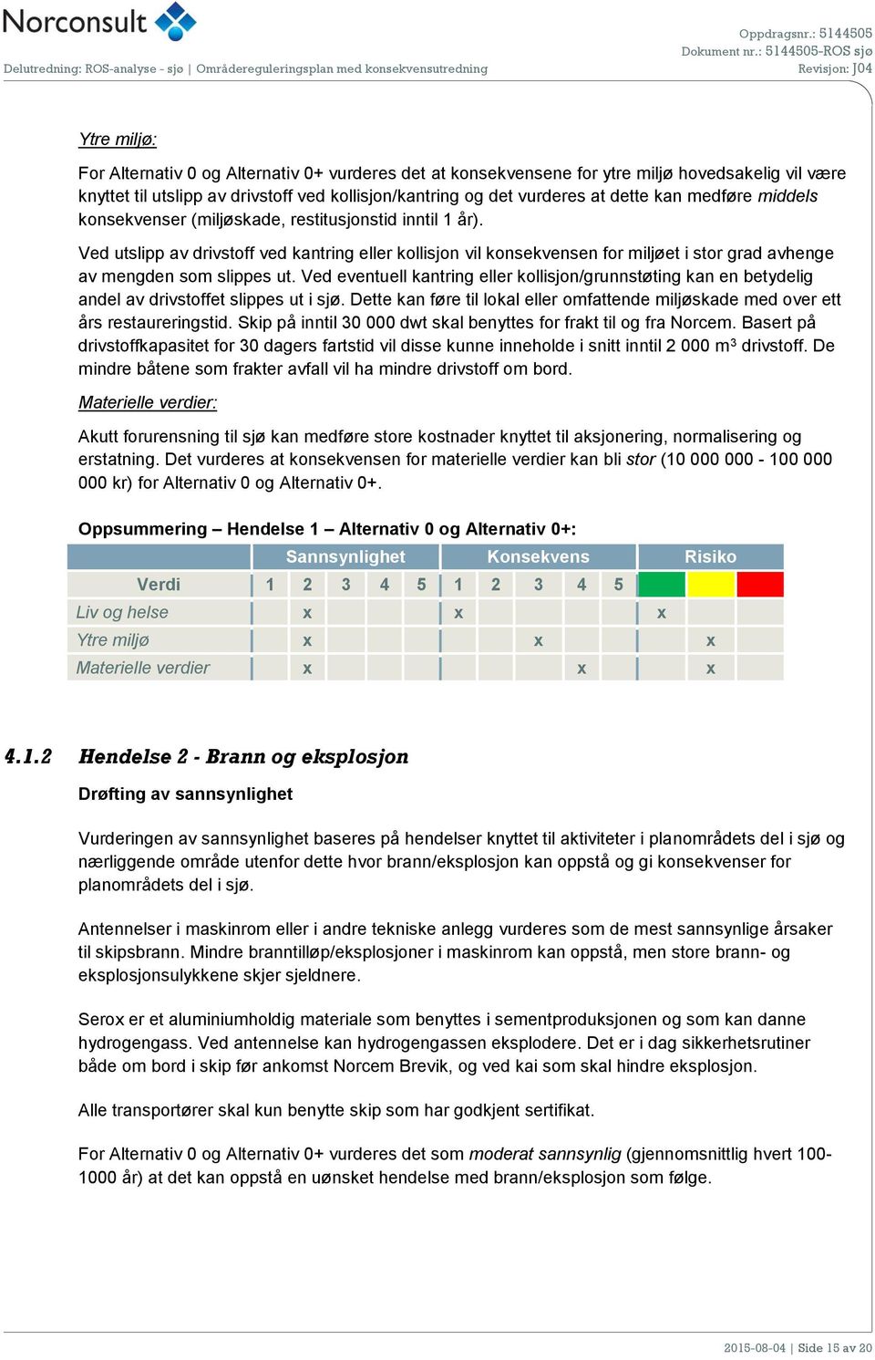 Ved utslipp av drivstoff ved kantring eller kollisjon vil en for miljøet i stor grad avhenge av mengden som slippes ut.