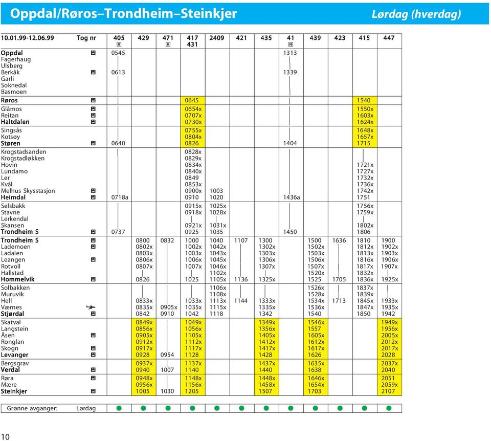 Hltdlen l 0730x 1624x Singsås 0755x 1648x Kotsøy 0804x 1657x Støren l 0640 0826 1404 1715 Krogstdsnden 0828x Krogstdløkken 0829x Hovin 0834x 1721x Lundmo 0840x 1727x Ler 0849 1732x Kvål 0853x 1736x