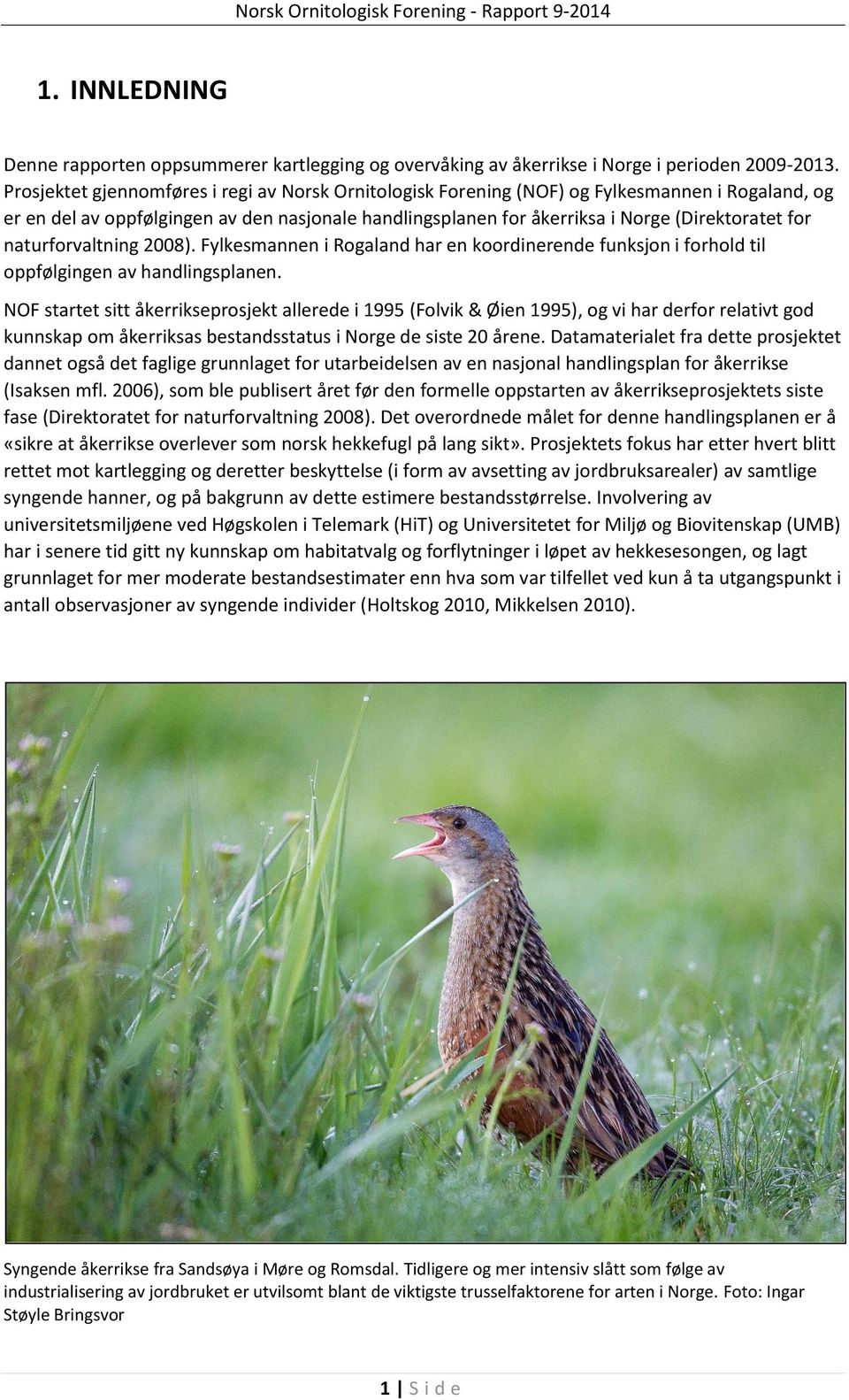 naturforvaltning 2008). Fylkesmannen i Rogaland har en koordinerende funksjon i forhold til oppfølgingen av handlingsplanen.