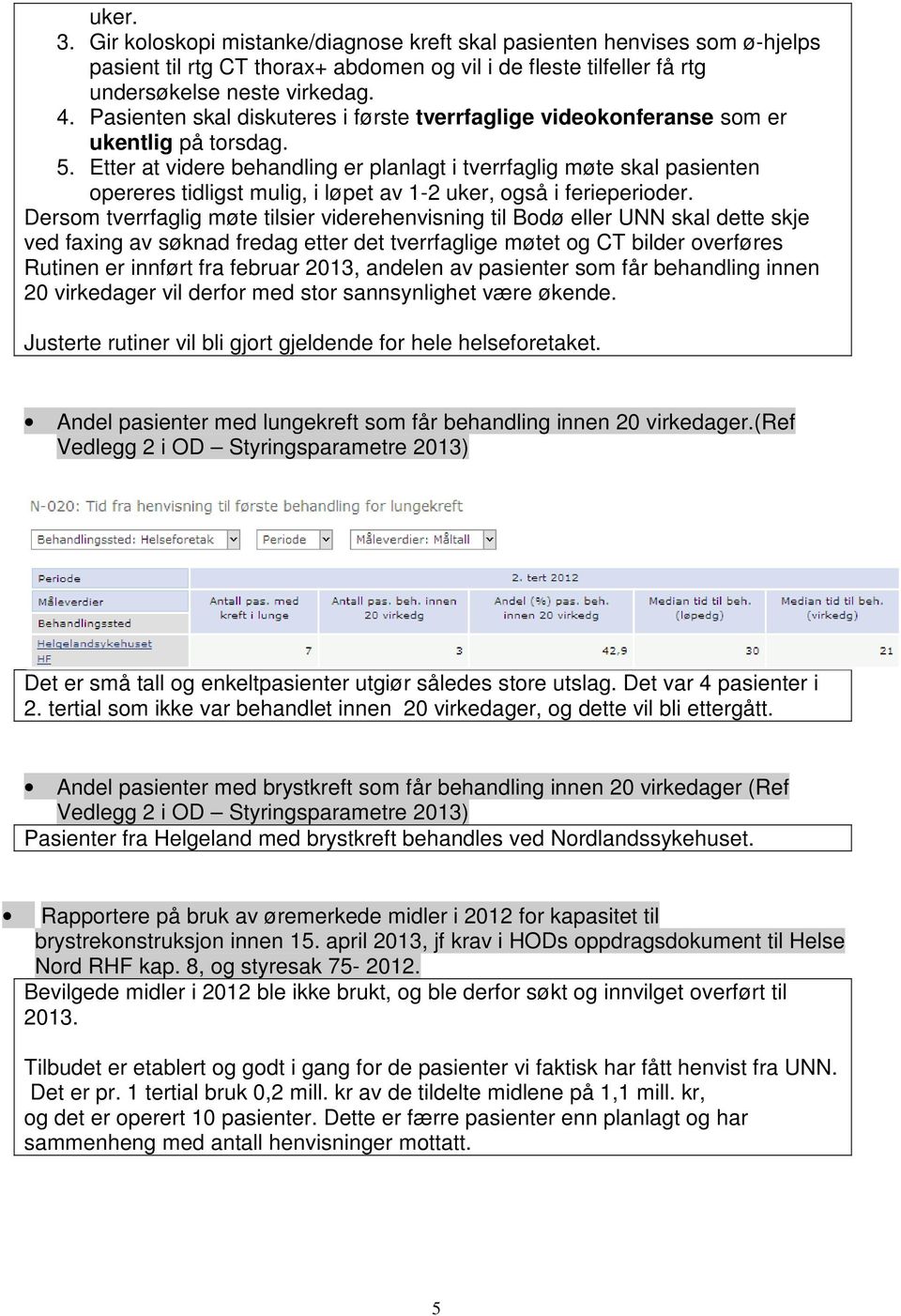 Etter at videre behandling er planlagt i tverrfaglig møte skal pasienten opereres tidligst mulig, i løpet av 1-2 uker, også i ferieperioder.