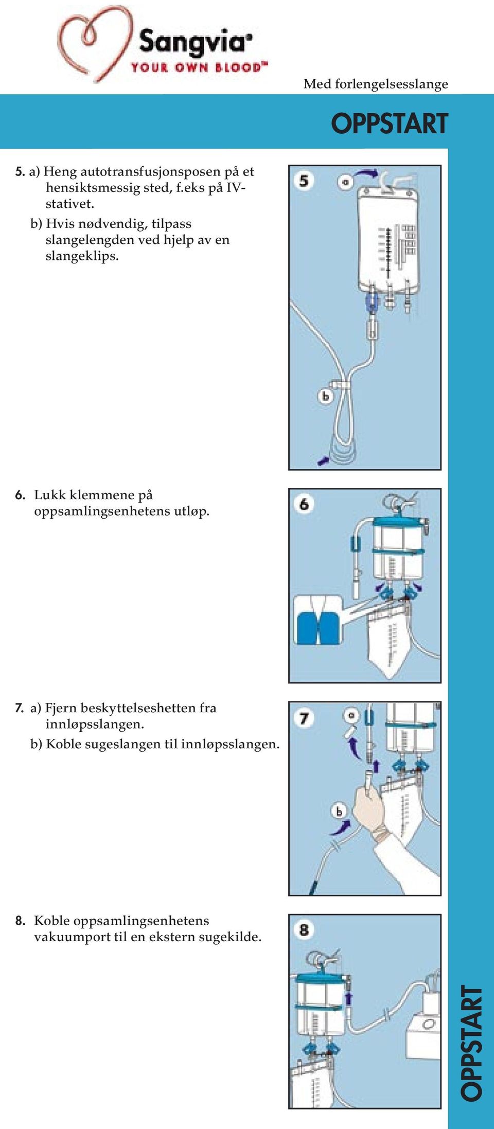 Lukk klemmene på oppsamlingsenhetens utløp. 7. a) Fjern beskyttelseshetten fra innløpsslangen.