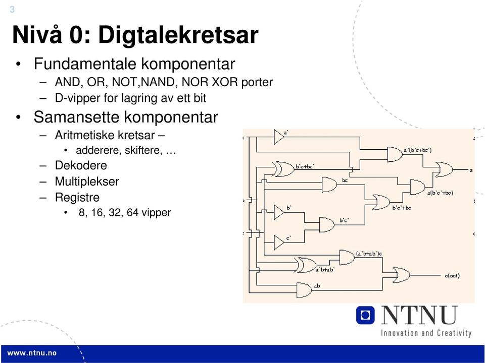 bit Samansette komponentar Aritmetiske kretsar adderere,