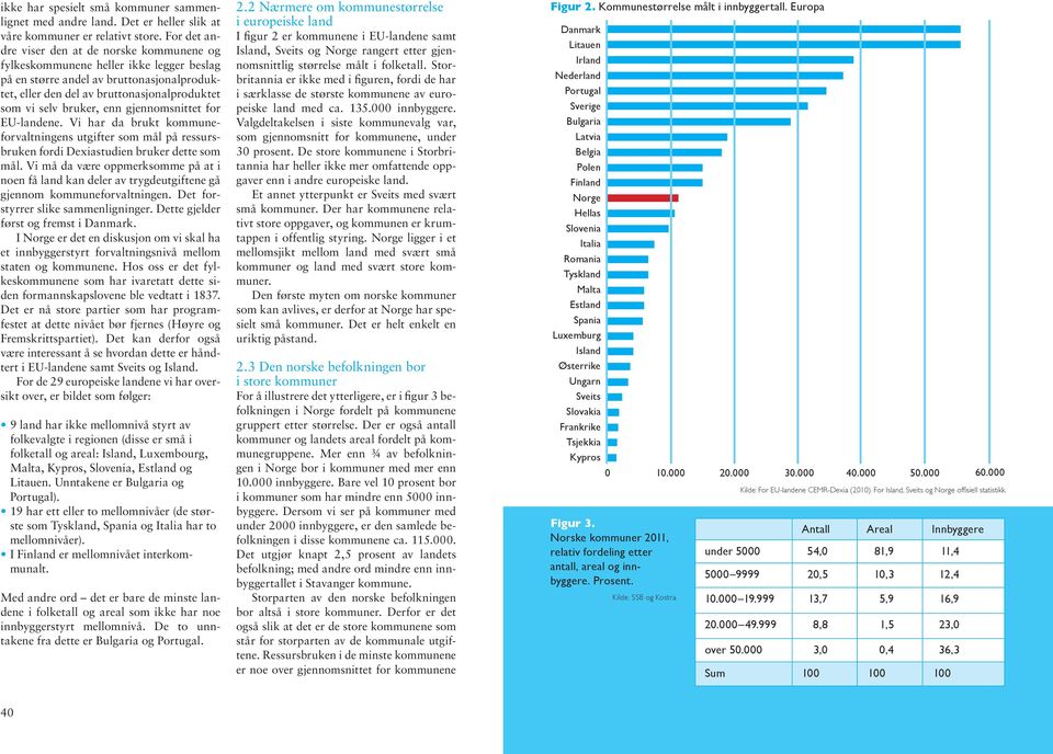 enn gjennomsnittet for EU-landene. Vi har da brukt kommuneforvaltningens utgifter som mål på ressursbruken fordi Dexiastudien bruker dette som mål.