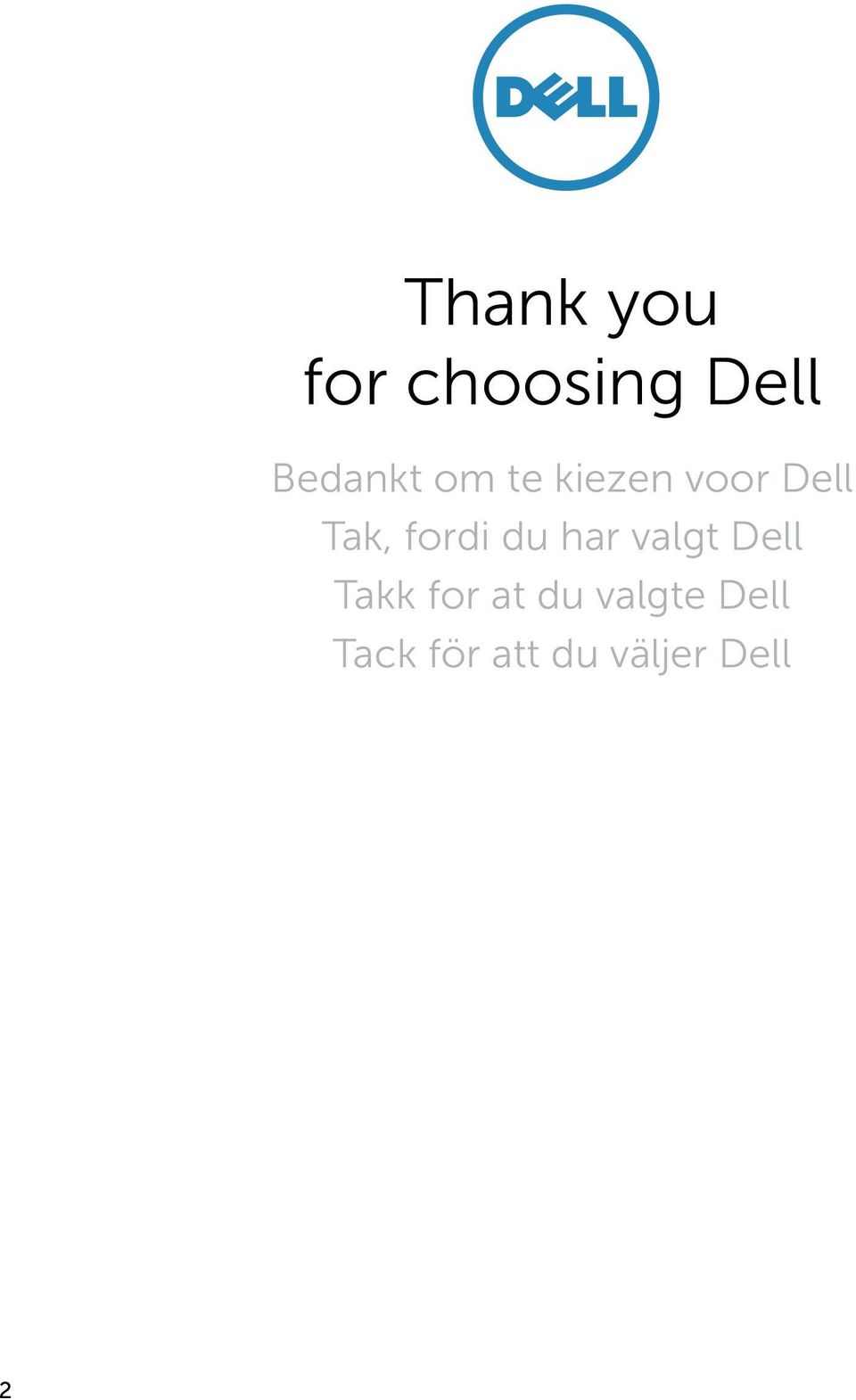 du har valgt Dell Takk for at du